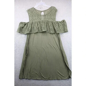 Lane Bryant Cold Shoulder Lace Ruffle Olive Green Dress-Size 18/20